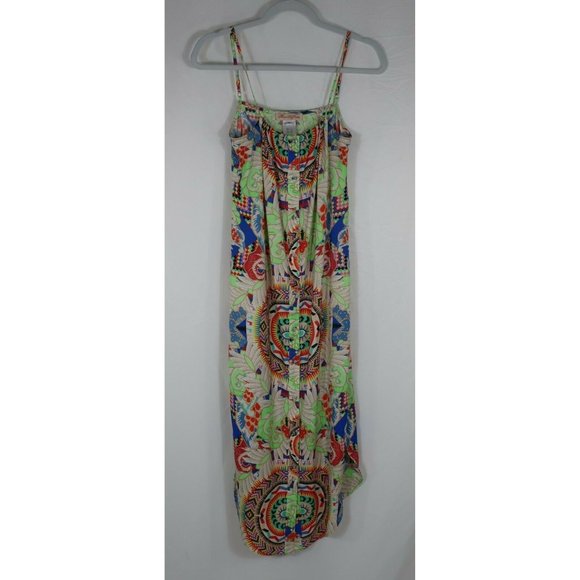 Mara Hoffman Jungle Trip Green Easy Button Front Maxi Dress Extra Small XS - Picture 3 of 9